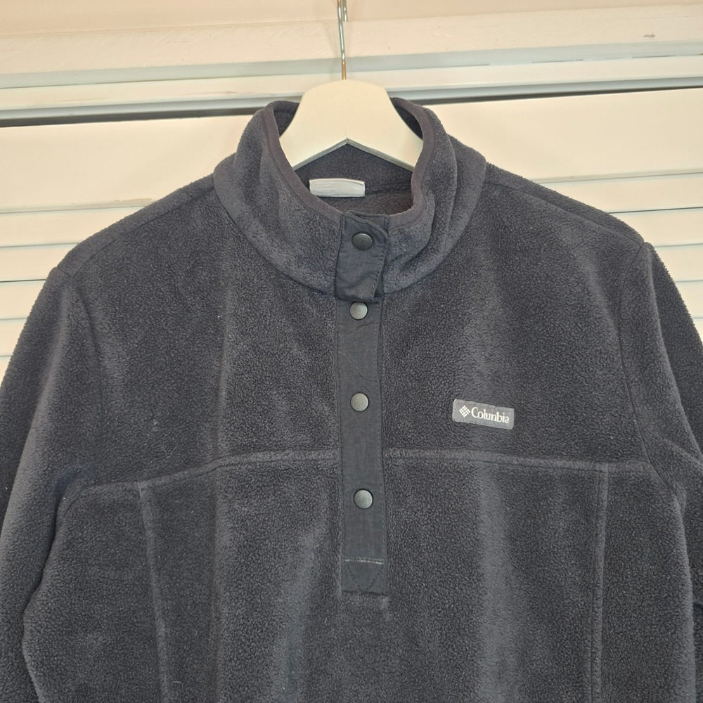 COLUMBIA Women Pullover Fleece II Benton Springs Half Snap Black Sz XL Gorpcore - Picture 3 of 11